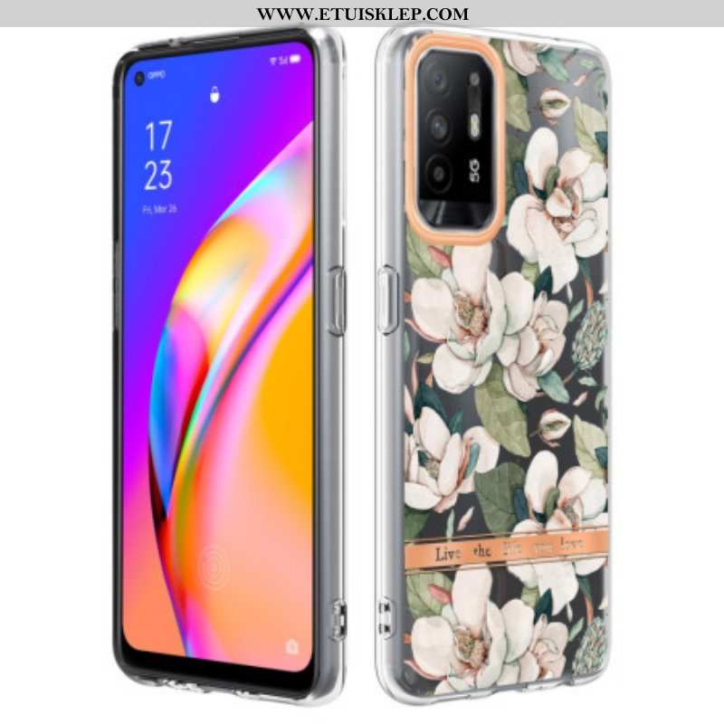 Etui do Oppo A94 5G Kwiaty Piwonii